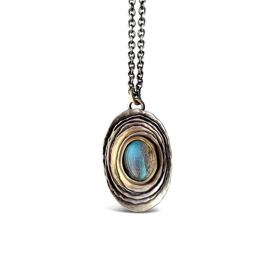 Mixed-Metal 'Oval Cusp' Necklace with Labradorite