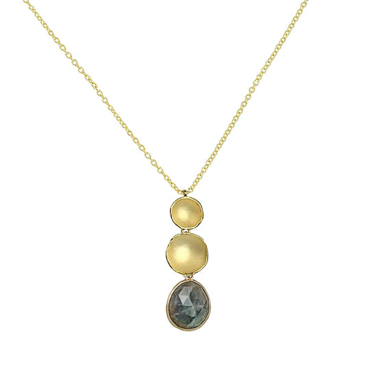 Gold Vermeil Double Stepping Stone Pendant with Labradorite