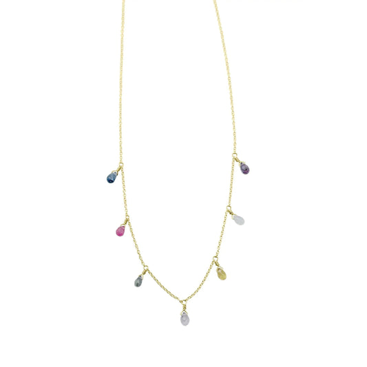 Multicolored Sapphire Drops Necklace