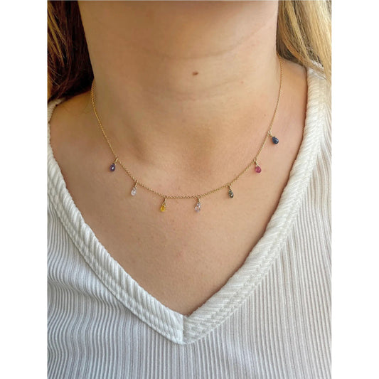 Multicolored Sapphire Drops Necklace