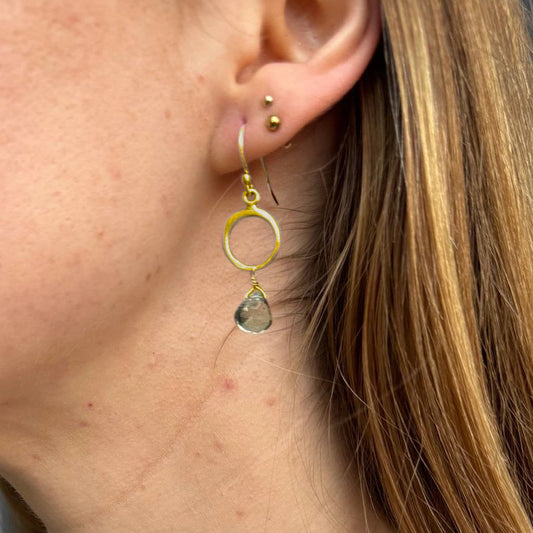 Circle with Mystic Quartz Dangle Earrings — Gold Vermeil
