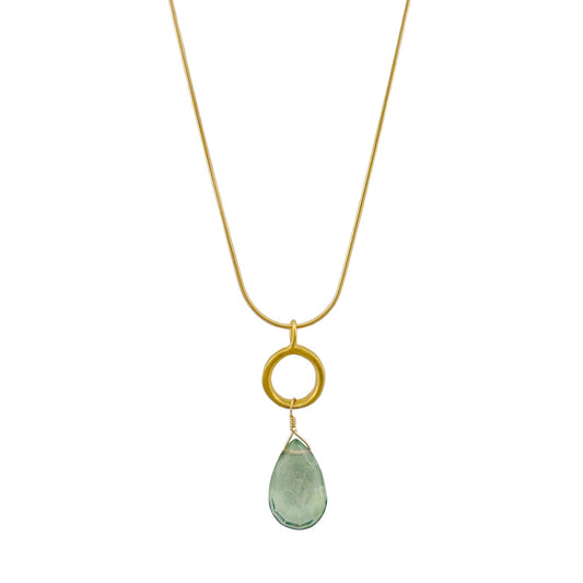 Circle with Mystic Quartz Pendant Necklace — Gold Vermeil
