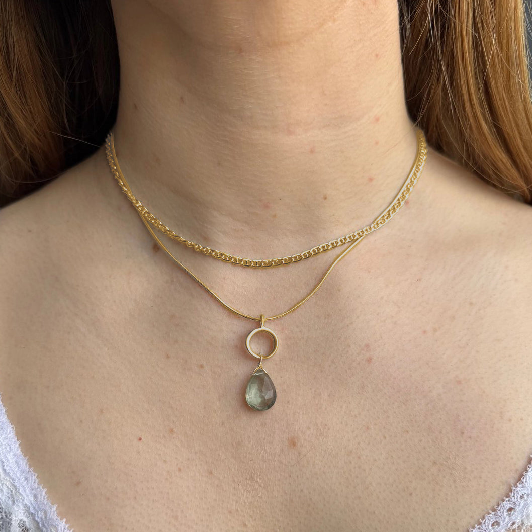 Circle with Mystic Quartz Pendant Necklace — Gold Vermeil
