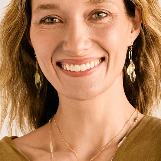 Green Amethyst, Prehnite, Moonstone + Peridot Cluster Earrings — Gold Vermeil