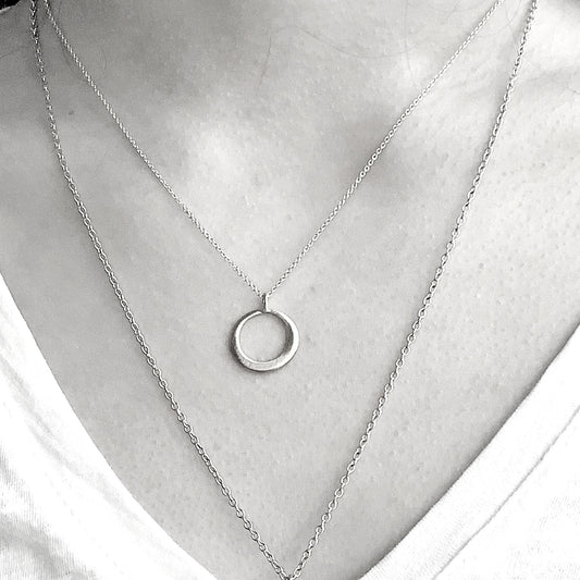 Medium Circle Pendant Necklace — Sterling Silver