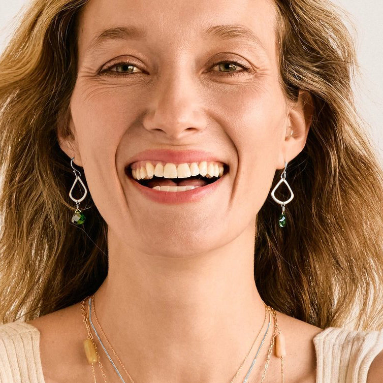 Open Fan with Indicolite Earrings – Sterling Silver