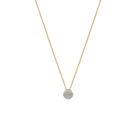 Tiny Circle Necklace – Silver + Gold