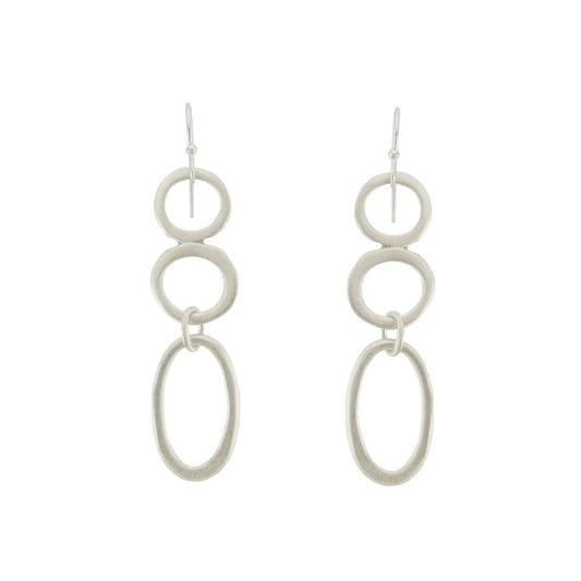 Circles + Oval Dangle Earrings - Sterling Silver