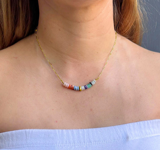 Stacked Opals Necklace - Gold Vermeil