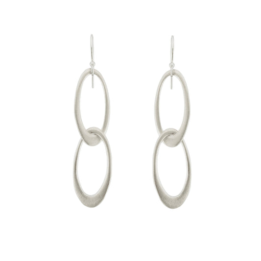 Linked Ovals Dangle Earrings - Sterling Silver