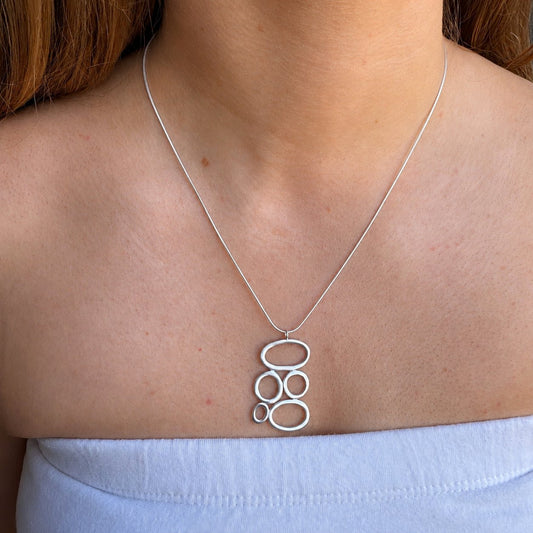 Multi Ovals Pendant Necklace - Sterling Silver