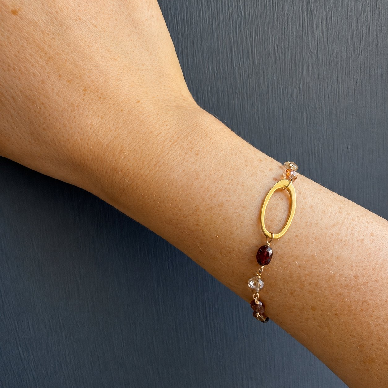 Oval with Multi-Tone Zircons Bracelet - Gold Vermeil