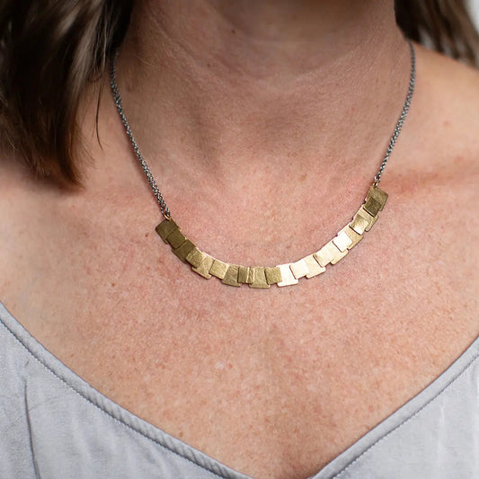 Mixed-Metal 'Square Pivot' Necklace