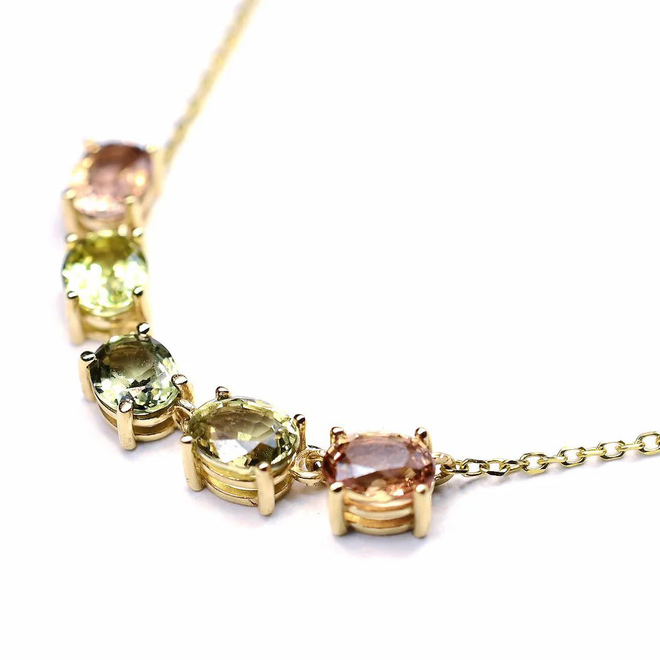 14k Gold + Golden Green Sapphire 'Royal Mile' Necklace