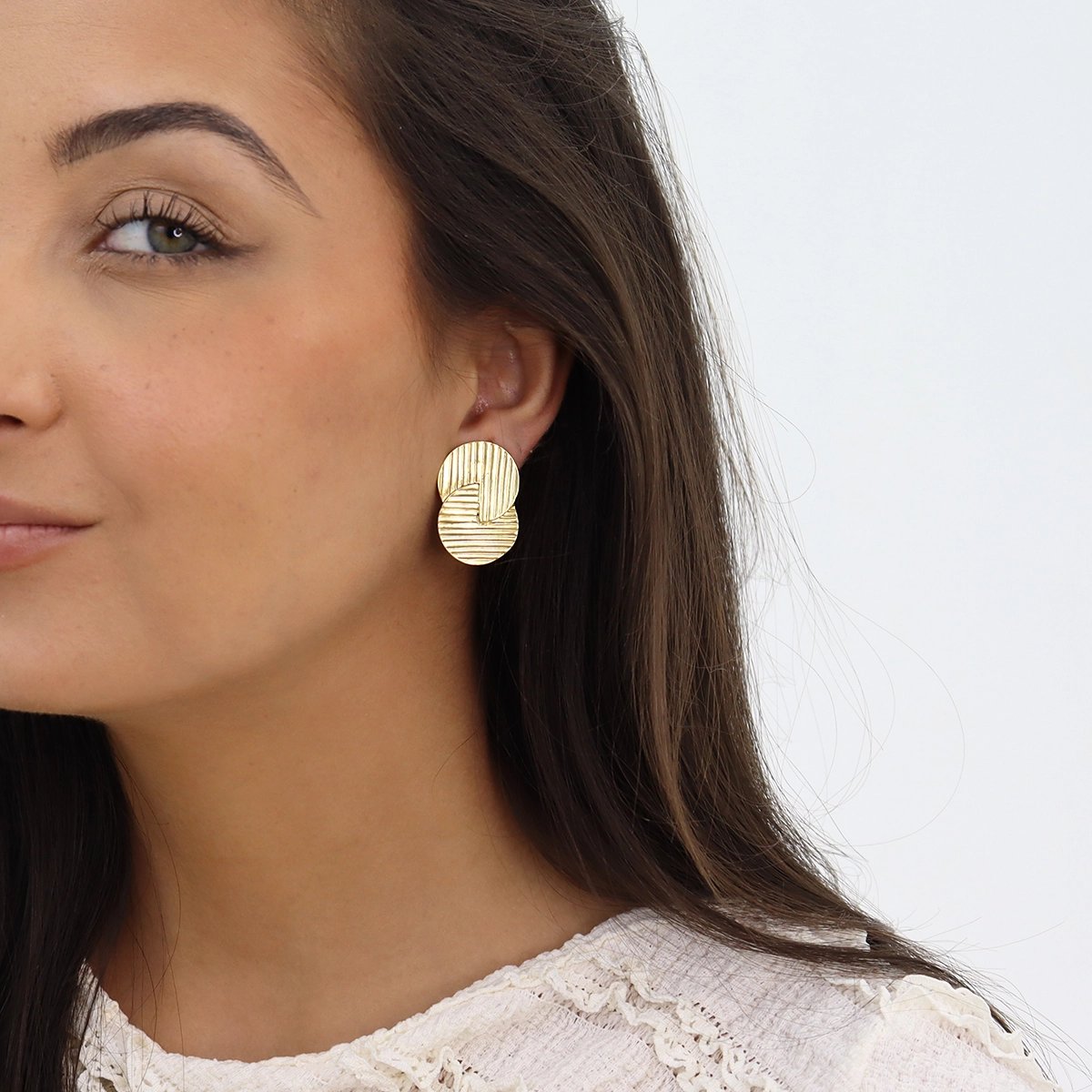 Retro Circle Clip-On Earrings - Gold or Silver