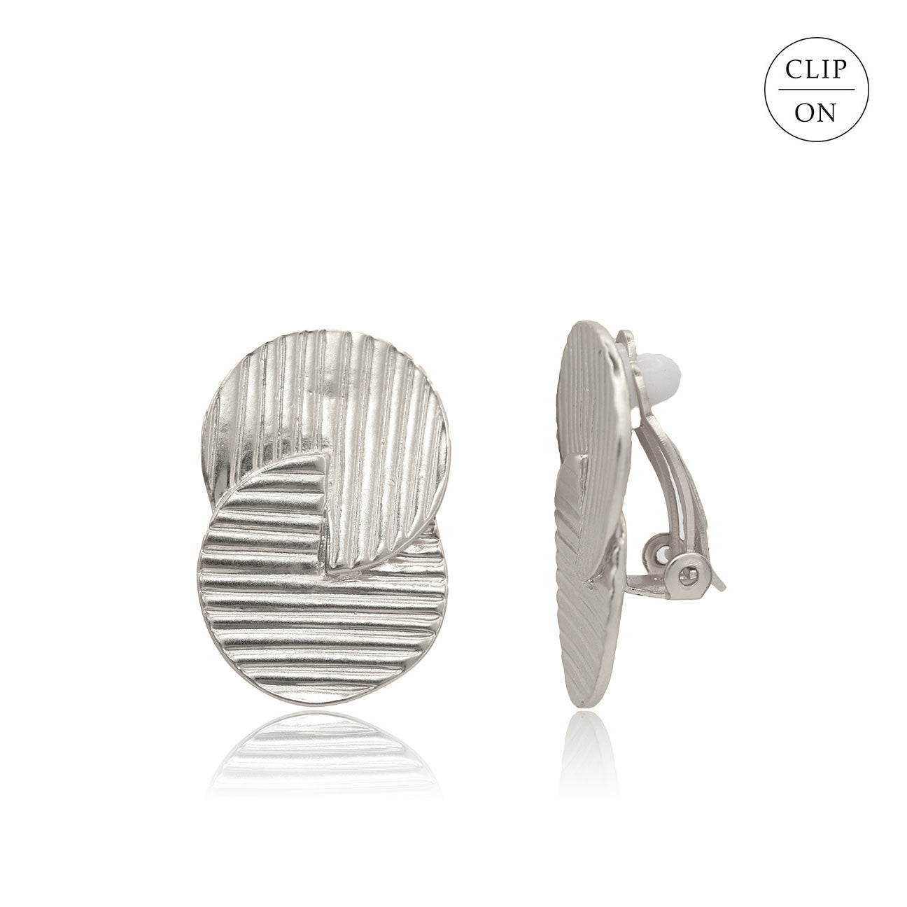 Retro Circle Clip-On Earrings - Gold or Silver