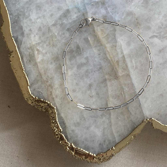 Dainty Paperclip Bracelet – Sterling Silver