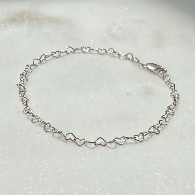 Heart Chain Bracelet – Sterling Silver