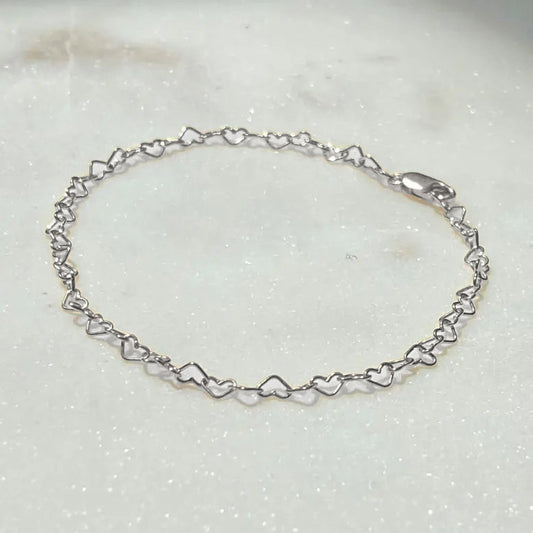 Heart Chain Bracelet – Sterling Silver