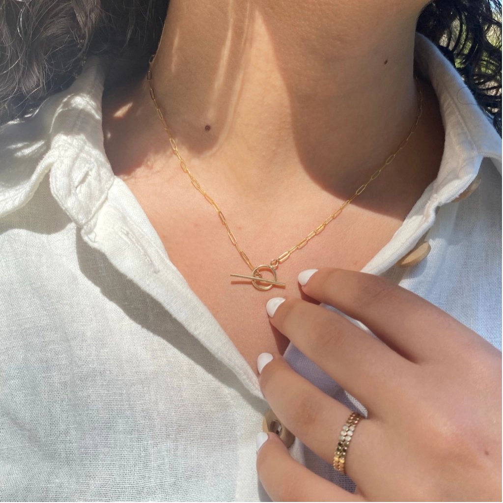 Toggle Paperclip Chain Necklace – Gold Filled