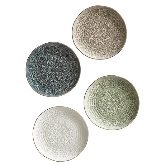 Gold Rim Debossed Appetizer Plates – Set of 4