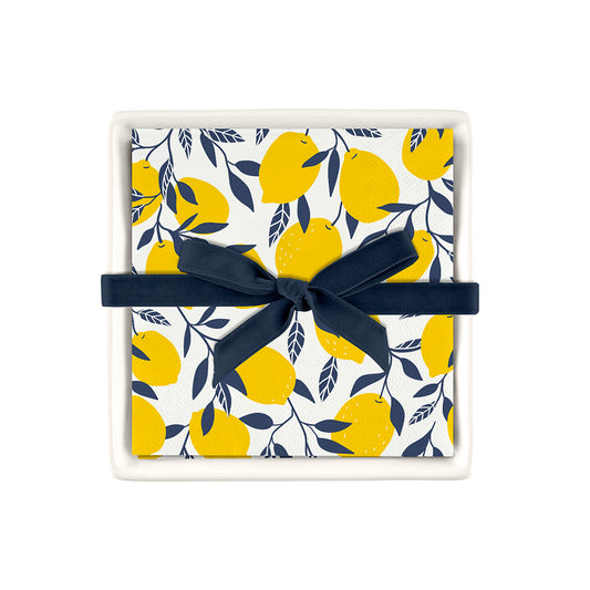 Ceramic Napkin Tray + Paper Napkins – Lemons