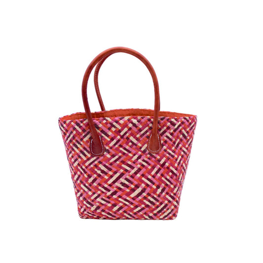 Pianina Small Woven Straw Basket Bag - Passion Multi