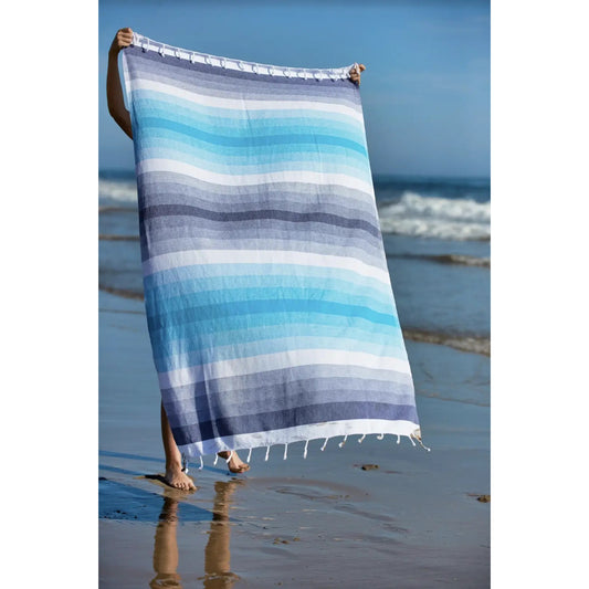 Santa Barbara Turkish Towel - Navy/Turquoise