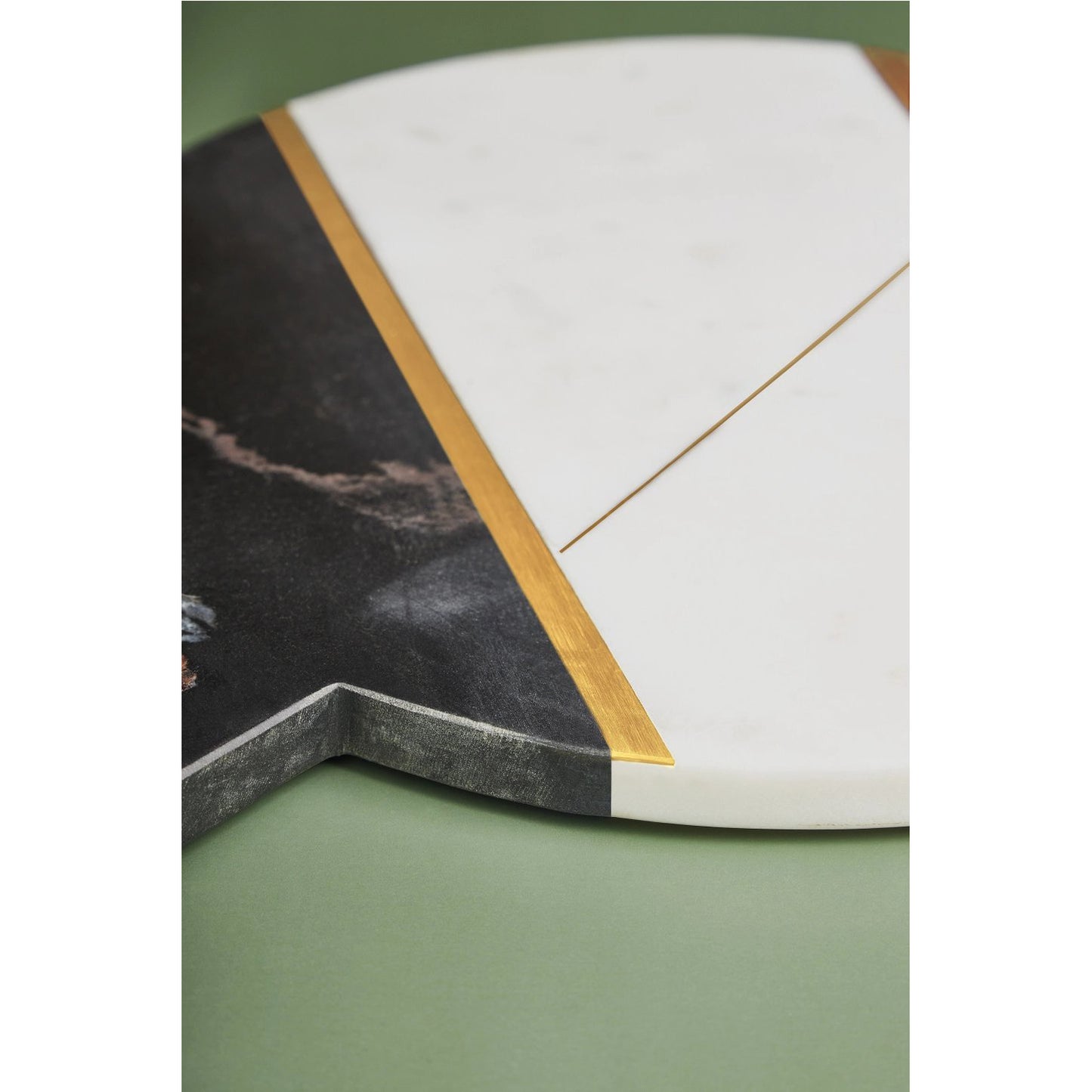 Round Multicolor Marble Board with Brass Inlay + Handle
