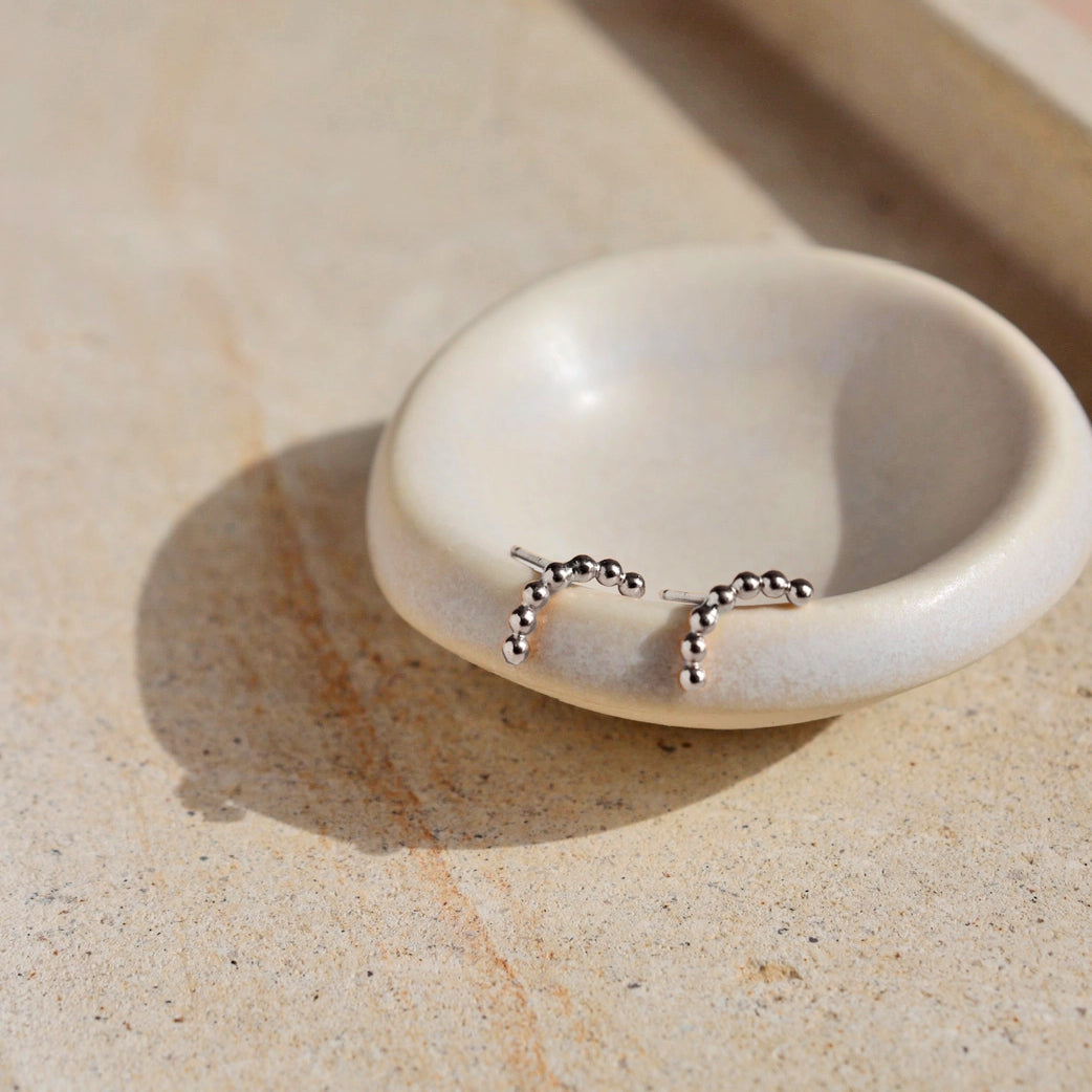 Sequin Arc Stud Earrings (Select Material) Sterling Silver