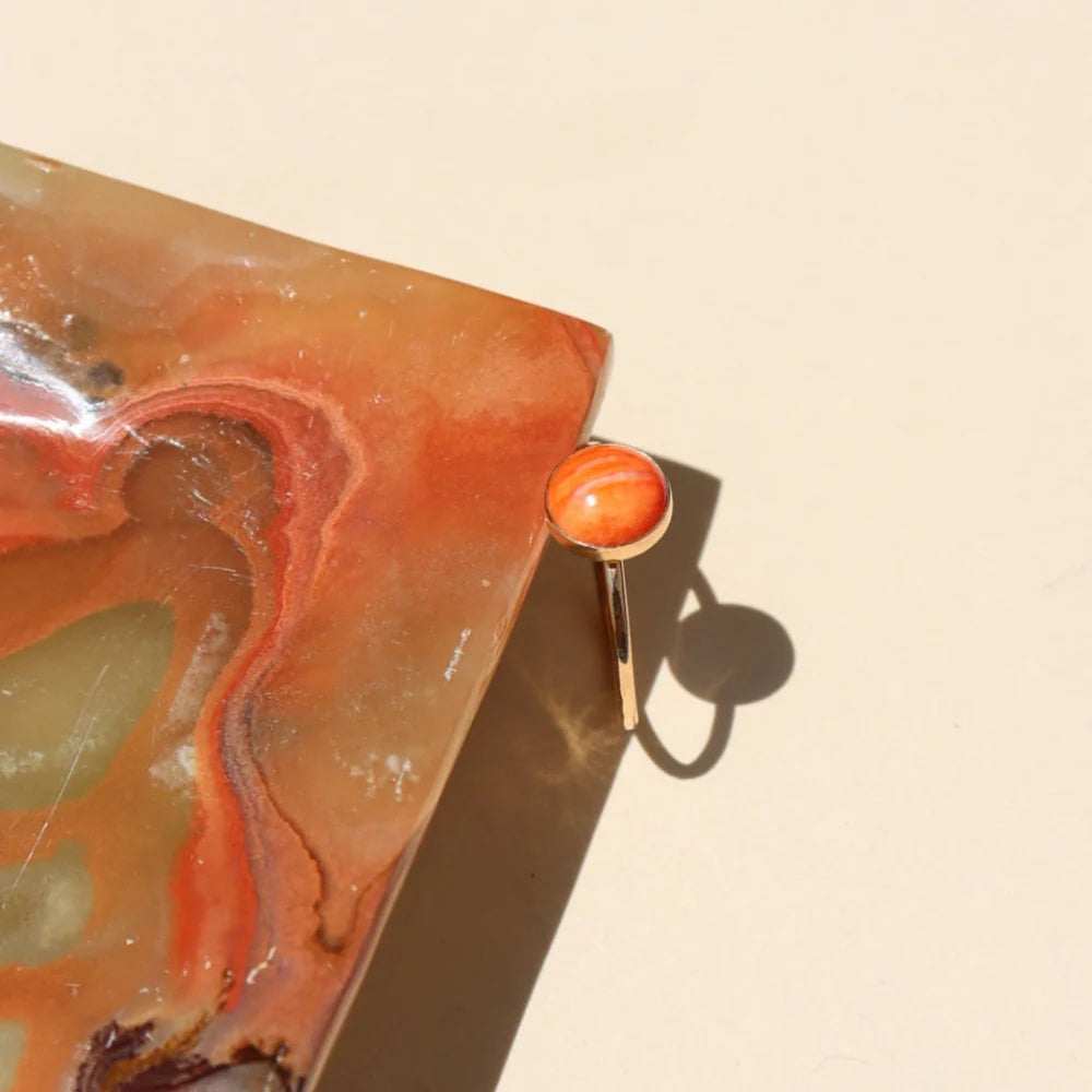 Sienna Spiny Oyster Gemstone Ring - Gold Fill
