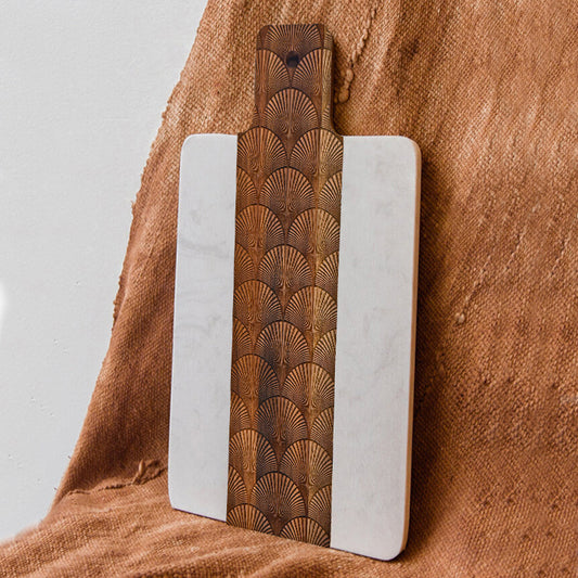 Small Marble + Engraved Acacia Wood Serving/Cutting Board