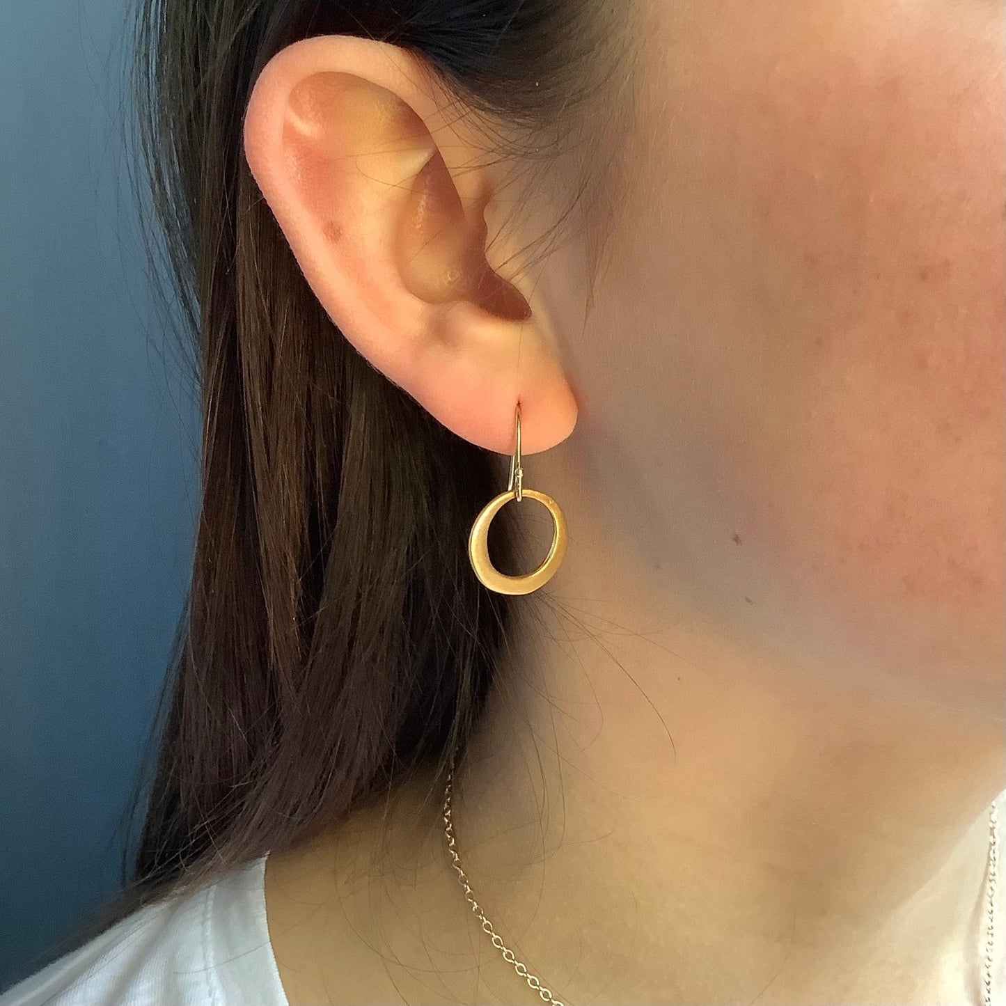 Small Open Circle Dangle Earrings - Gold Vermeil