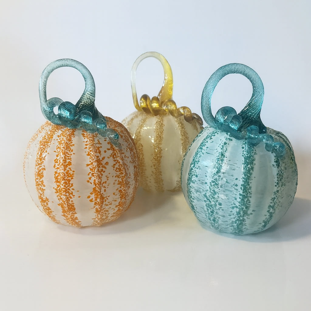 Decorative Spotted Blown Glass Pumpkin (select color)