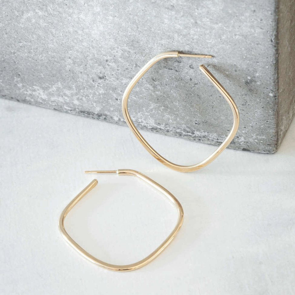 Gold Square Hoop Earrings