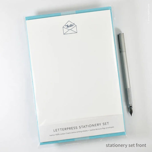 Stationery Set with Navy "Hello!" Script