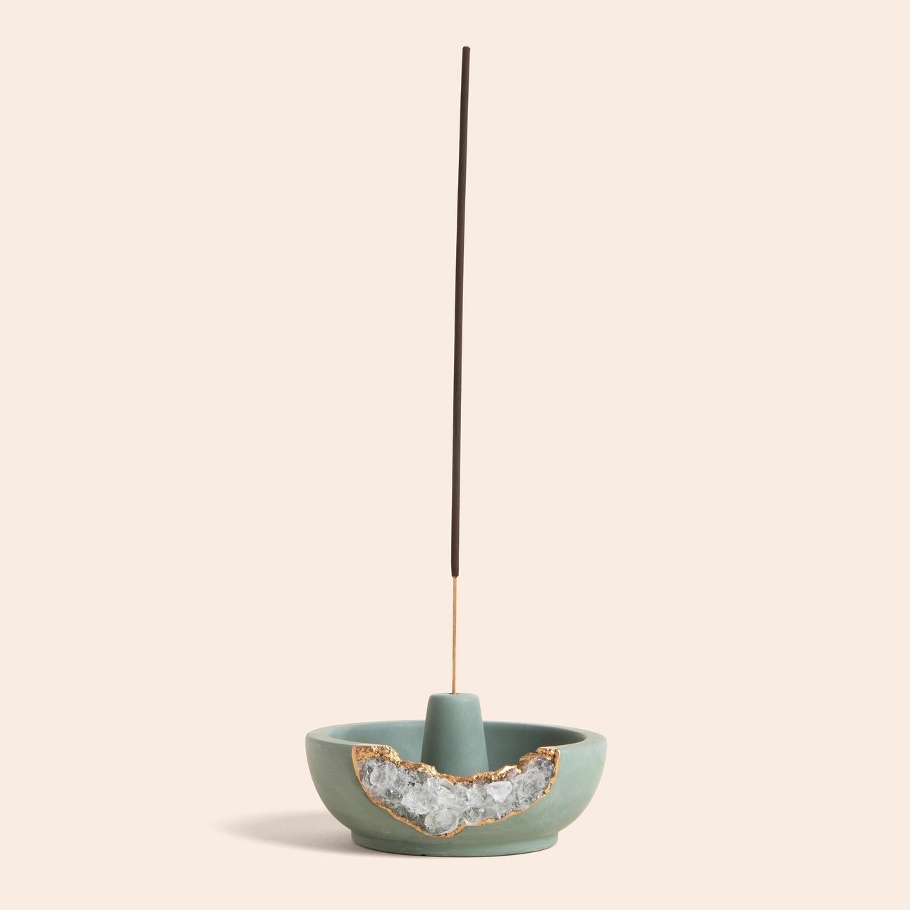 Natural Quartz Incense Holder – Emerald Green