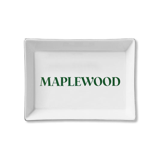 Ceramic Trinket Tray - Maplewood Green Serif