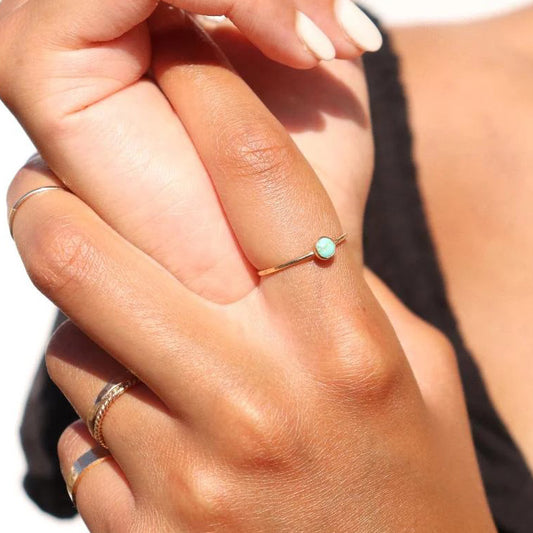 Turquoise Stacking Ring - Gold Fill