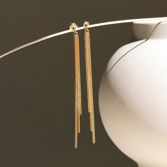 ‘Makara’ Waterfall Chain Earrings (select material)