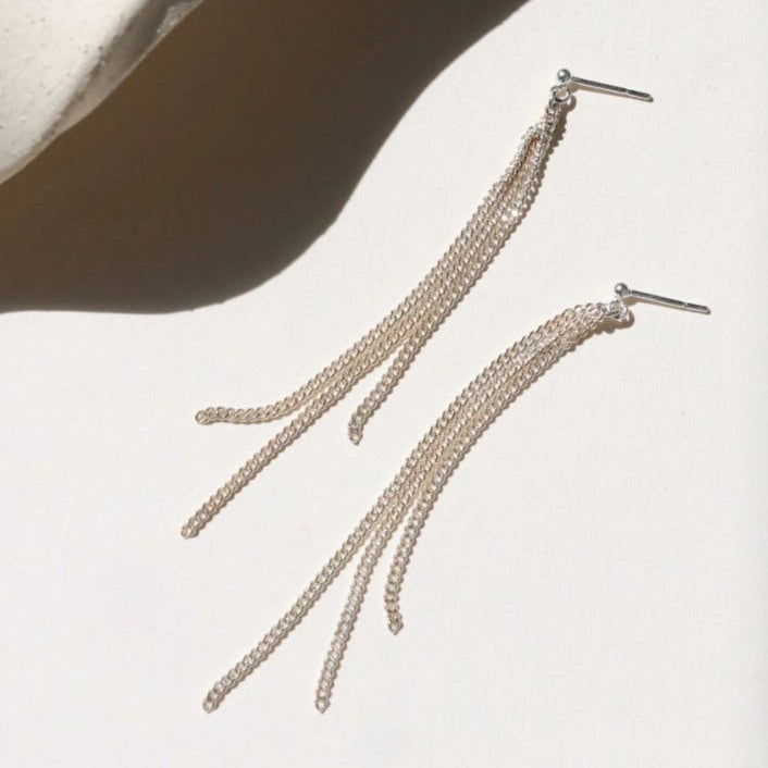 ‘Makara’ Waterfall Chain Earrings (select material)