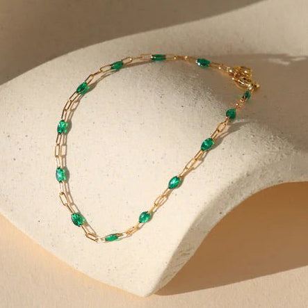 Emerald ‘Gemlink’ Bracelet - Gold Filled