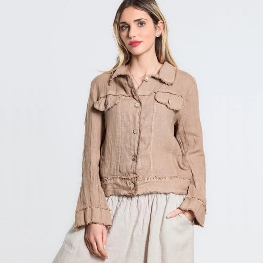 Jill Linen ‘Jeans' Jacket - Camel