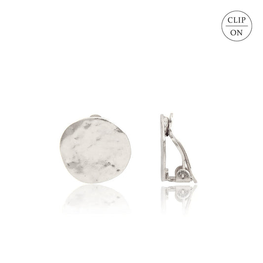 Textured Coin Clip-On Earrings - Gold or Silver
