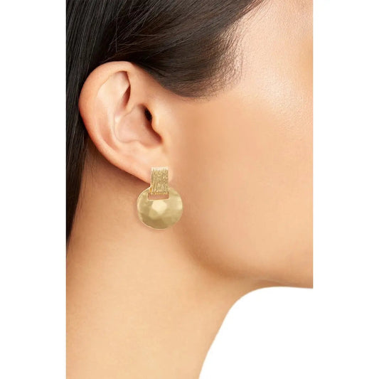 Textured Door Knocker Clip-On Earrings - Gold