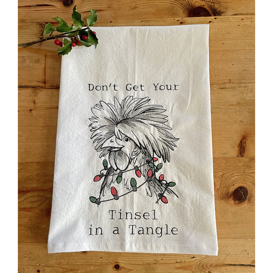 Don't Get Your Tinsel in a Tangle - Embroidered Flour Sack Kitchen Towel
