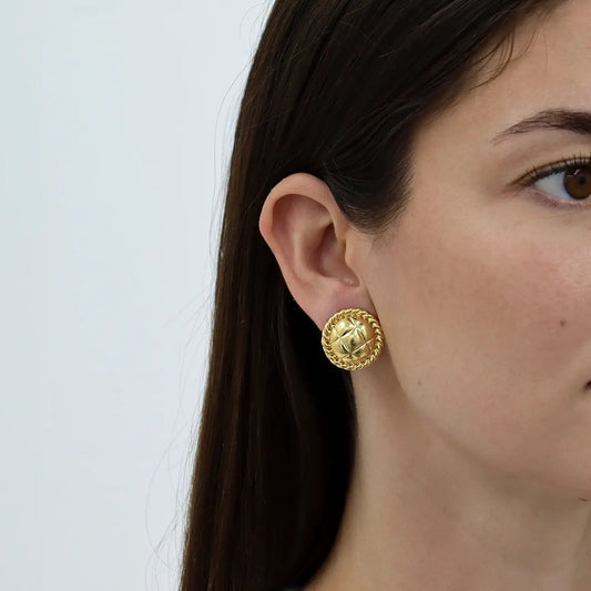 Tufted Texture Clip-On Earrings - Gold