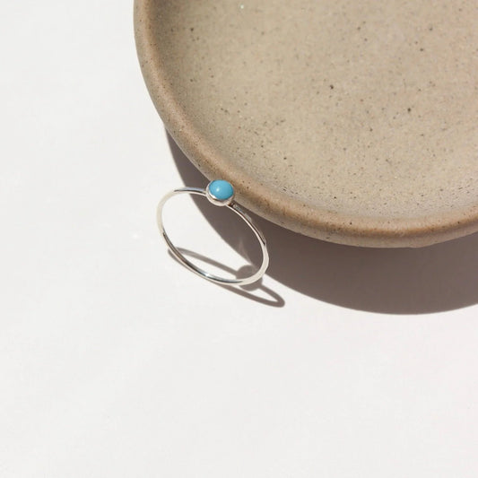 Turquoise Gemstone Stacking Ring - Sterling Silver