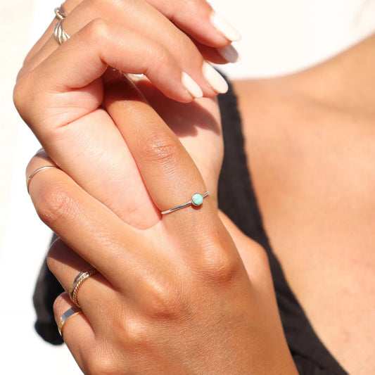 Turquoise Gemstone Stacking Ring - Sterling Silver