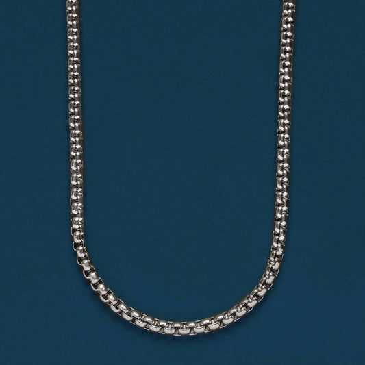 3mm Stainless Steel Round Box Chain Necklace (select size)